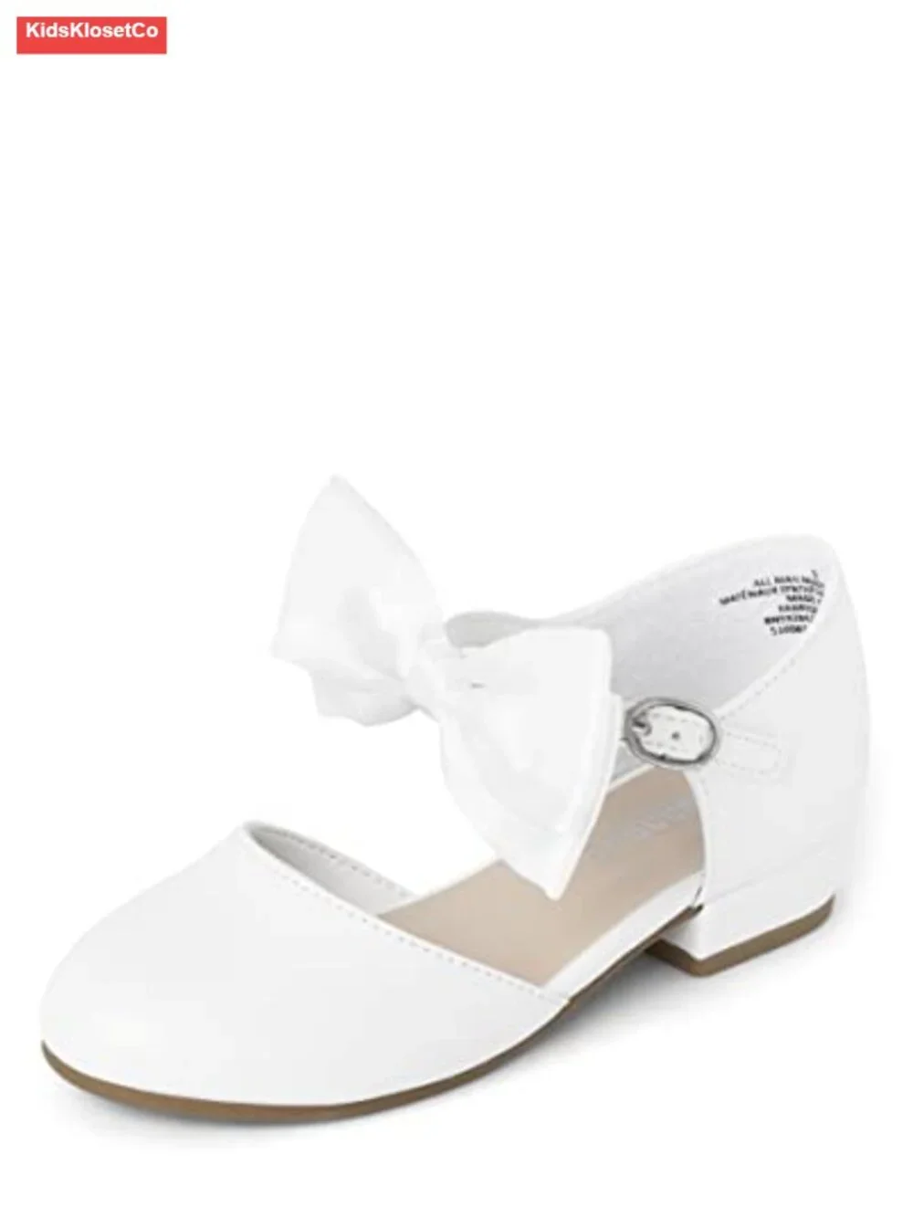 Faux Leather Ballet Flats with Bow and Buckle Closure, Adjustable Oval Buckle